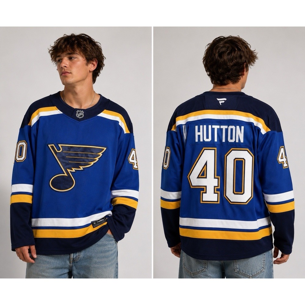 Fanatics St Louis Blues Hockey Jersey NHL Authentic Men's 54"Hutton 2017